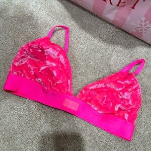 Hot pink velvet bralette from Victoria secret PINK.